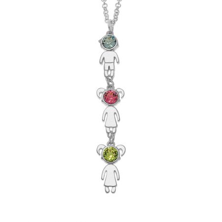 Vertical Birthstone Kids Charms Necklace
