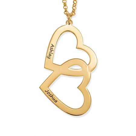Engraved Heart in Heart Necklace in 18K Gold Plating