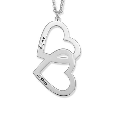 Engraved Heart in Heart Necklace in 925 Sterling Silver