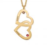 Heart in Heart with Birthstones Necklace