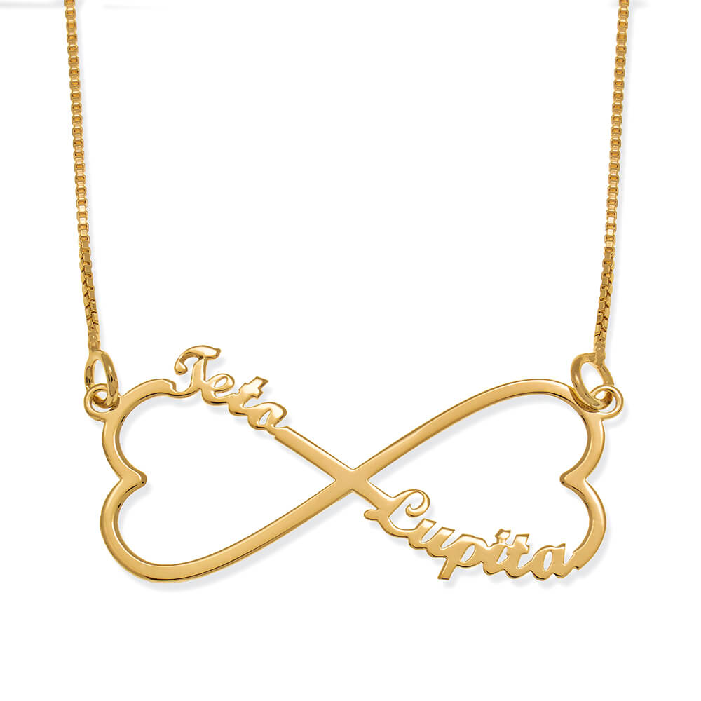 Infinity Heart Necklace 18k Yellow Gold Finish Personalized Name Unique Gifts Store Happy Birthday Justine 