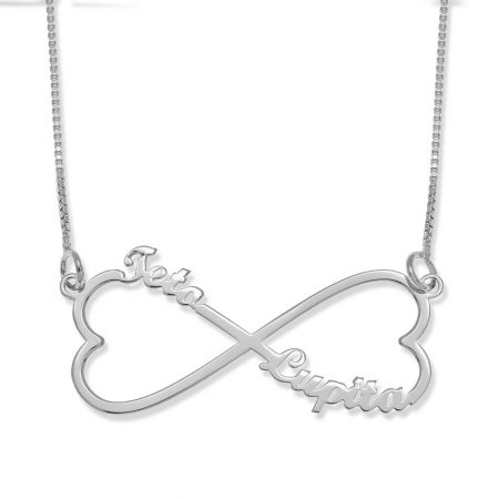 Double Heart Infinity Necklace in 925 Sterling Silver