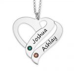 Two Hearts Forever One Necklace with Birthstone