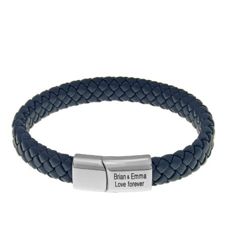 Classic Men’s Leather Bracelet – Stainless Steel in 925 Sterling Silver