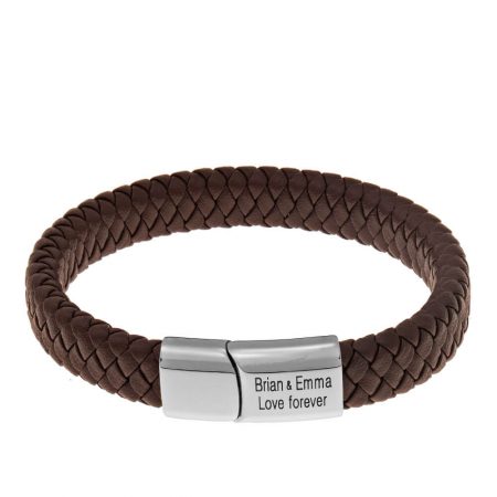 Classic Men's Leather Bracelet - Stainless Steel